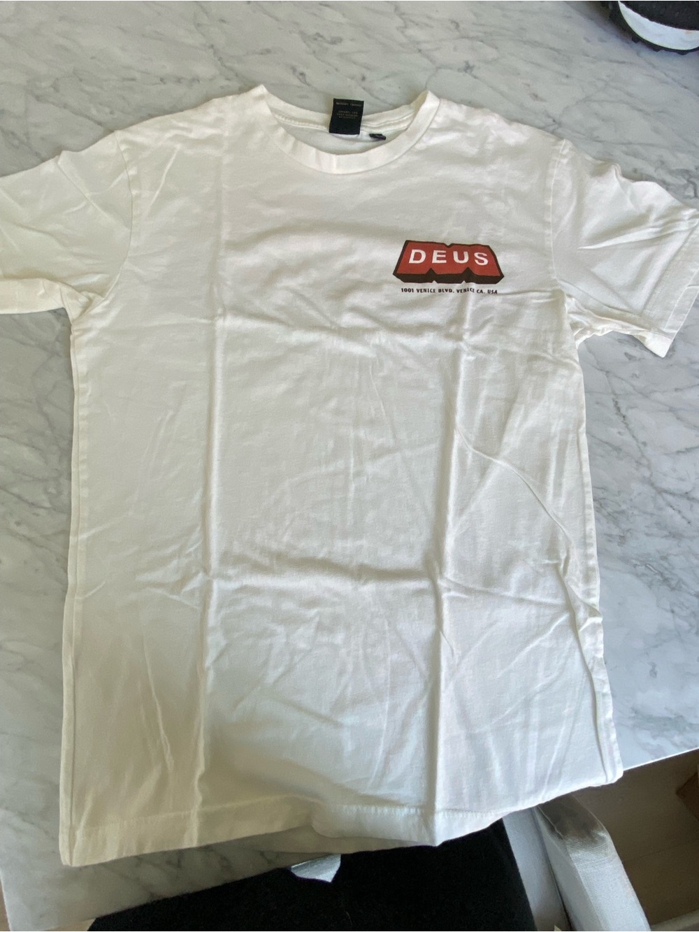 Deus Ex Machina Venice Off white/Cream Graphic Logo Short Sleeve Tee